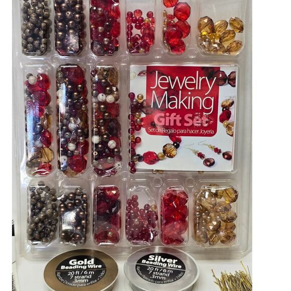 Jewelry Making Gift Set | Multi Color Beads Chain Ear Wire Bracelet & Necklace - Picture 1 of 8